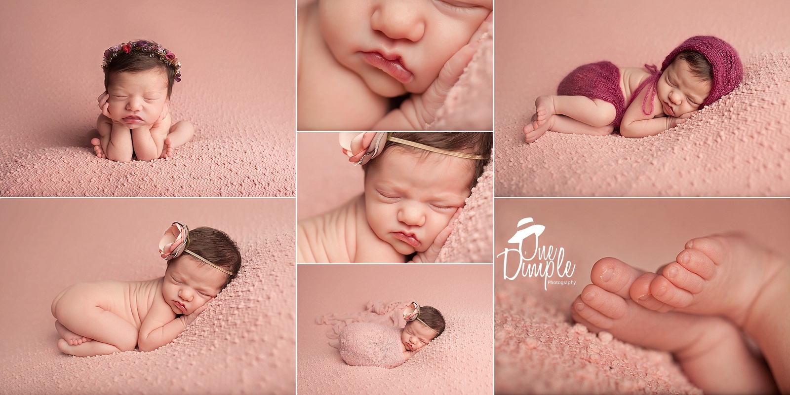 newborn on pink blanket