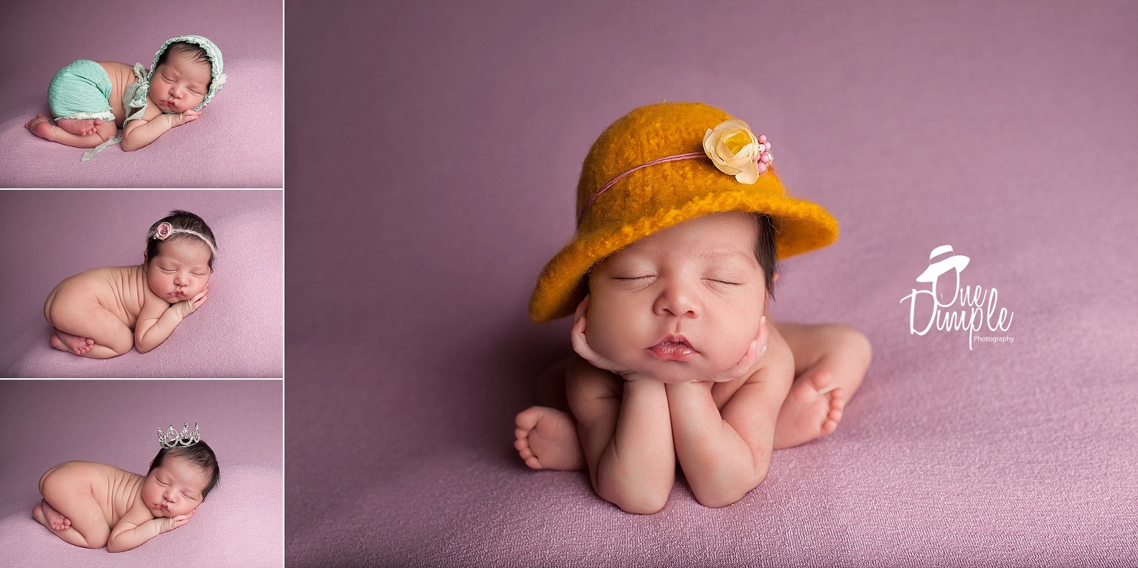 Newborn baby with yellow felted hat