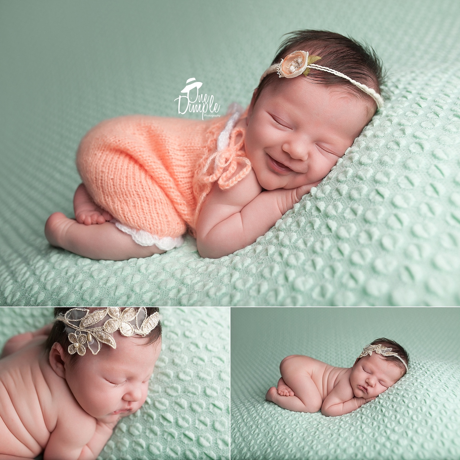 Smiling newborn baby girl