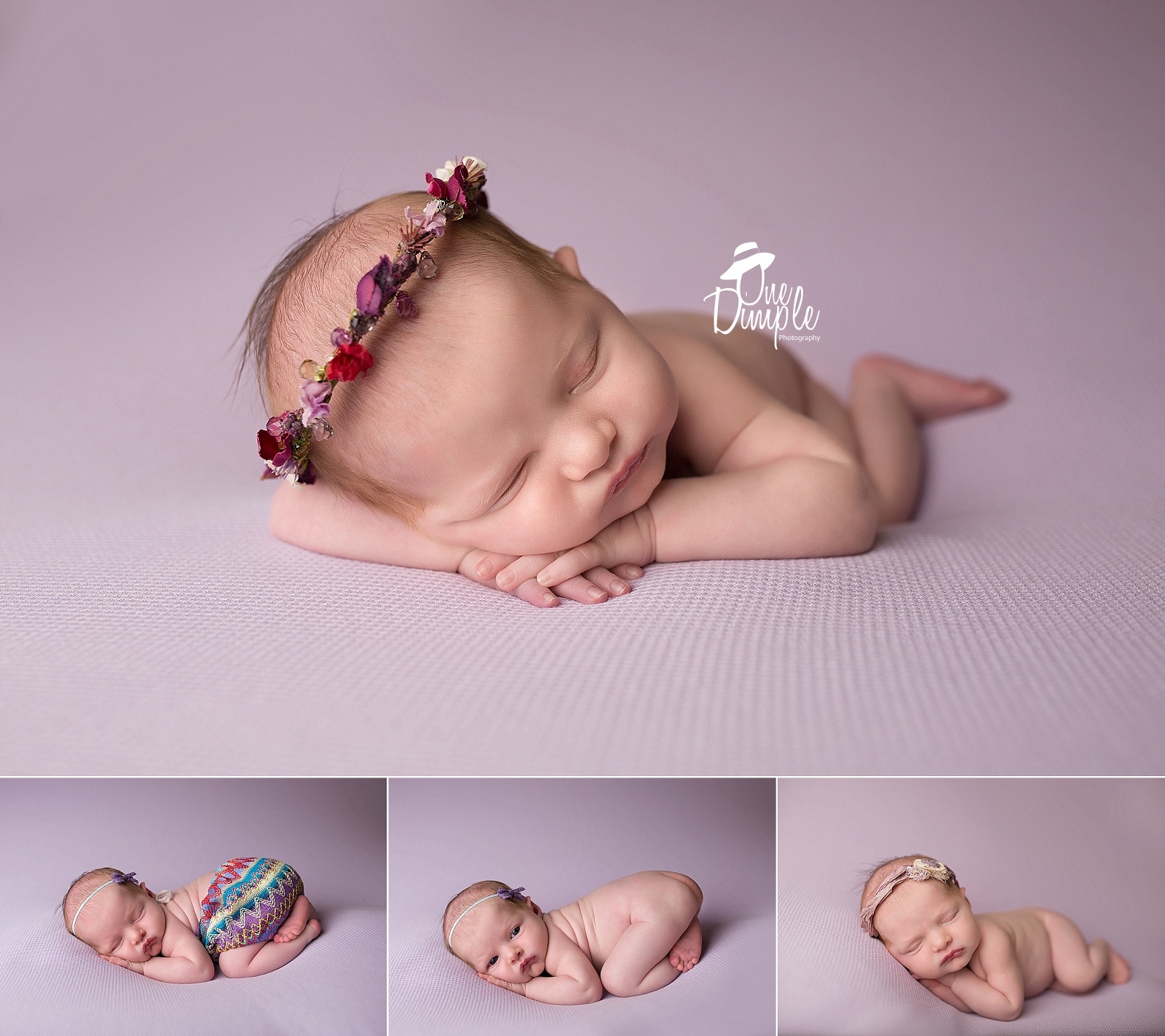 Newborn baby girl with multi color romper