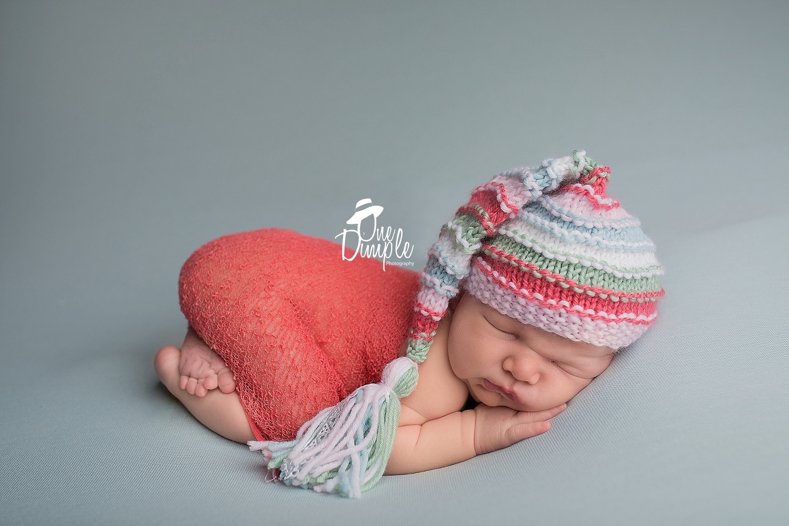 Newborn with Coral and teal