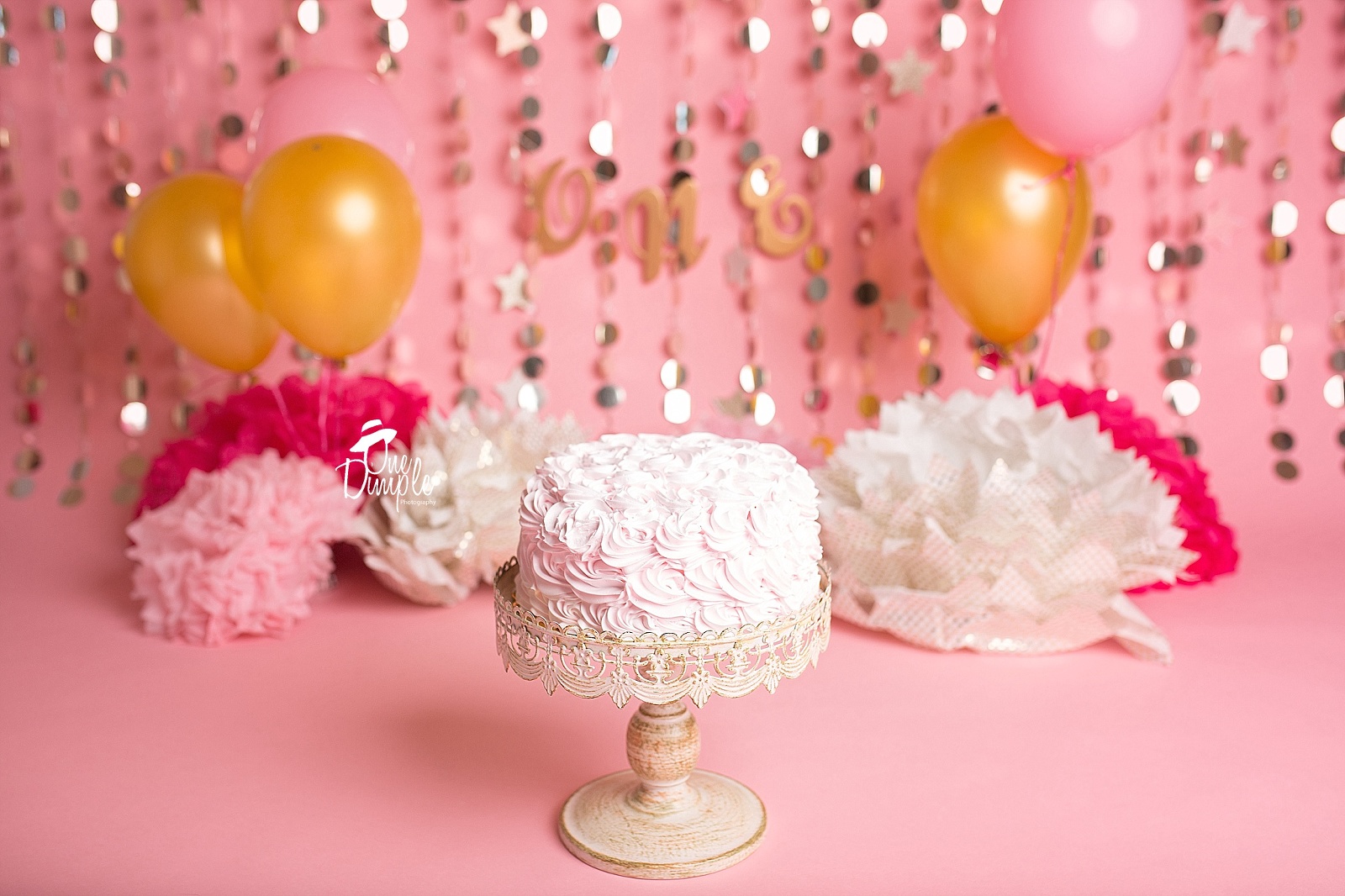 pink and gold cake smash DFW