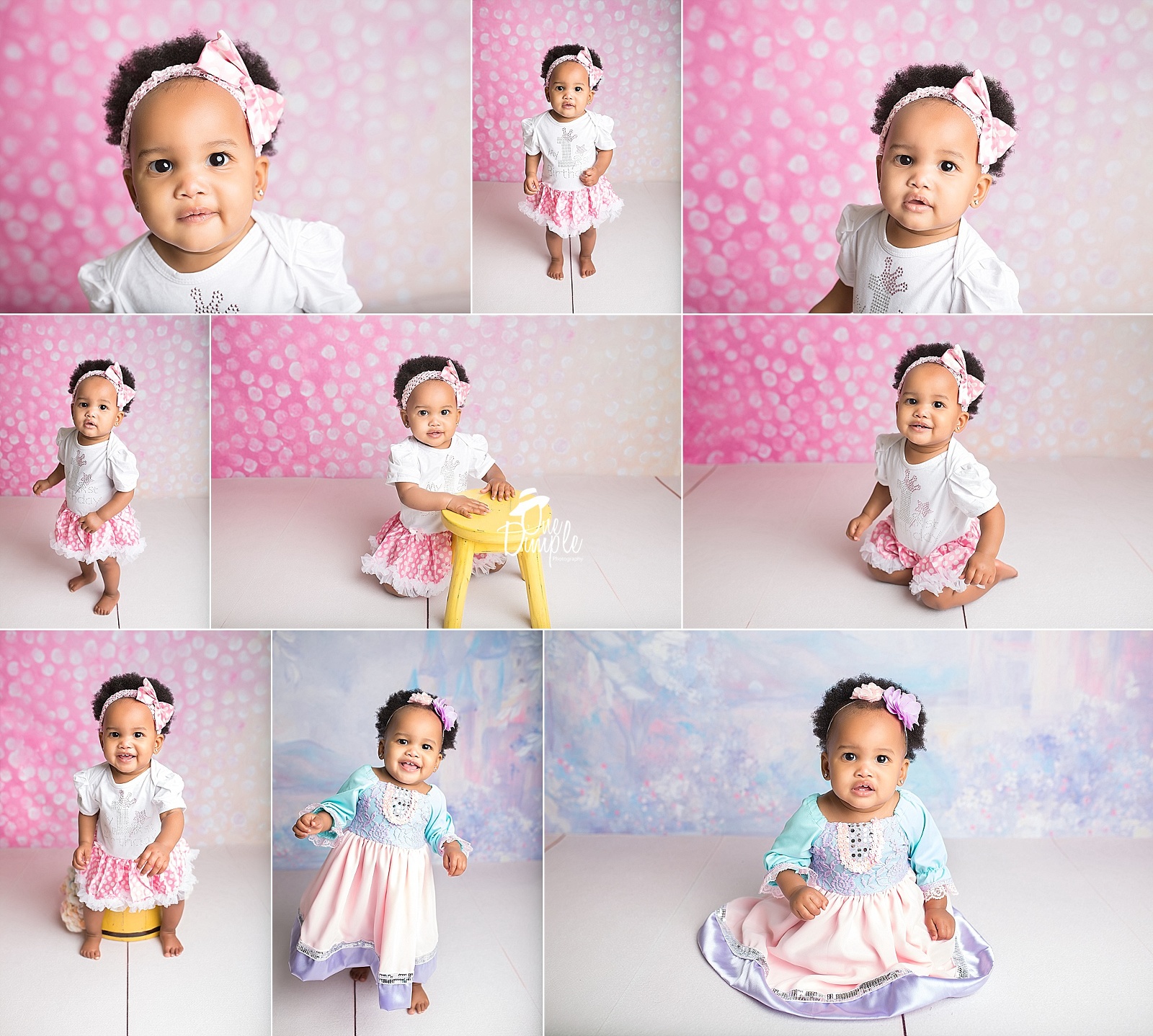 Pink and Yellow 1 year photos