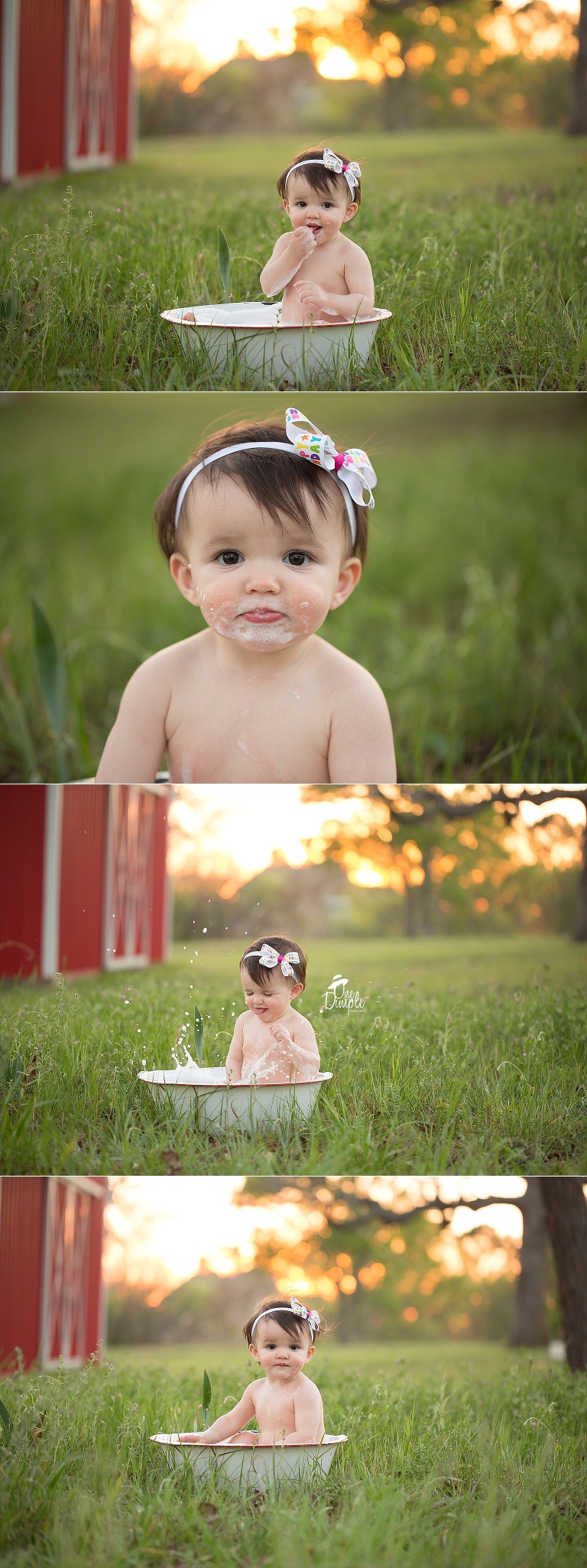 One Dimple Photography Fort Worth Outdoor Cake Smash Session At A Barn