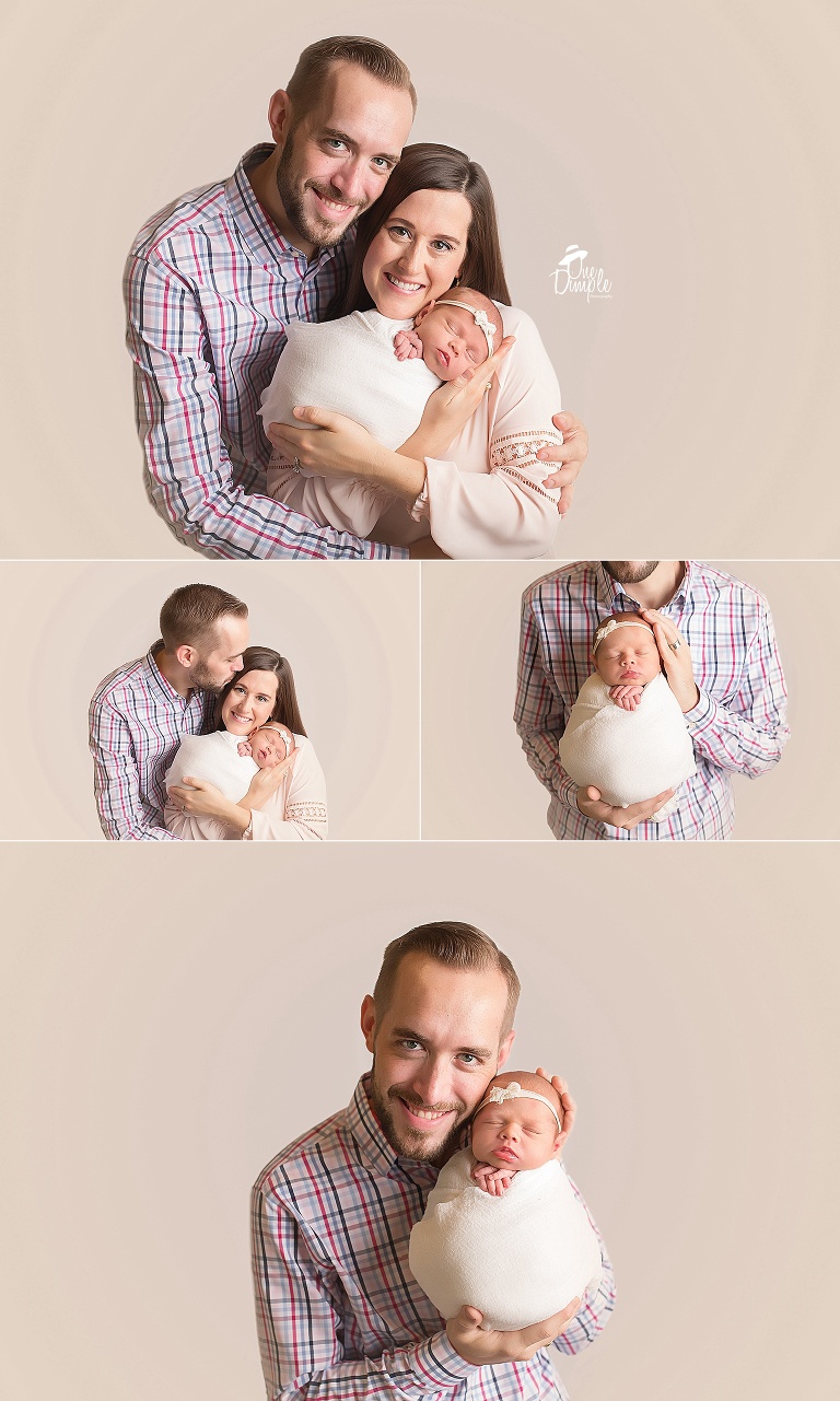 Posed Newborn Photos of Mom, Dad, and Baby