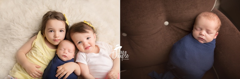 One Dimple Photography is a DFW, Southlake, Trophy Club, Grapevine, Argyle newborn photographer. In-Home Newborn Session sibling pose.