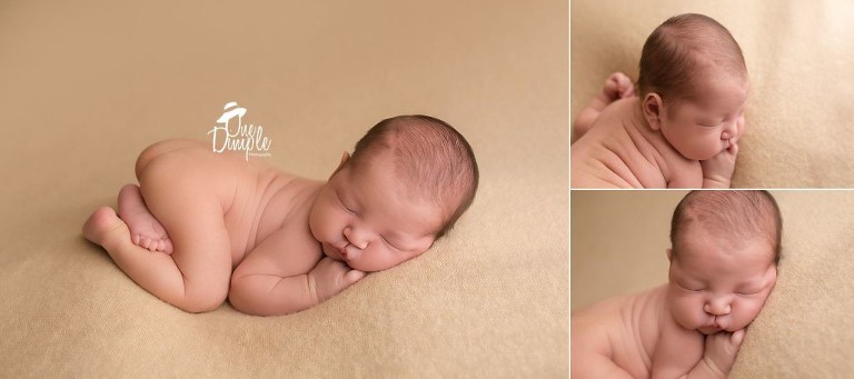 Dallas Newborn Photographer newborn in tushie up pose