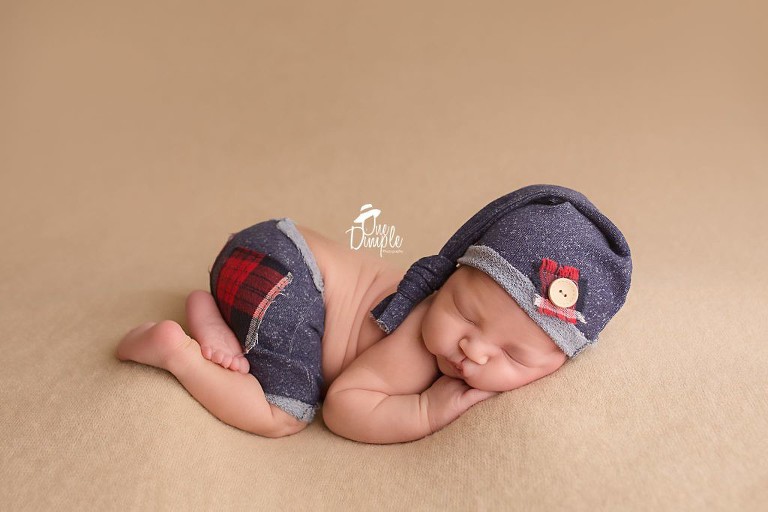 Dallas Newborn Photographer newborn with plaid pocket pants